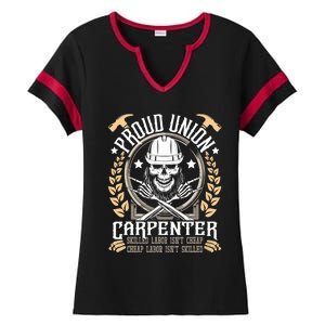 Proud Union Carpenter Woodworking Carpentry Woodworker Ladies Halftime Notch Neck Tee