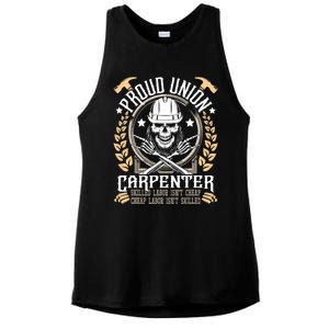 Proud Union Carpenter Woodworking Carpentry Woodworker Ladies PosiCharge Tri-Blend Wicking Tank