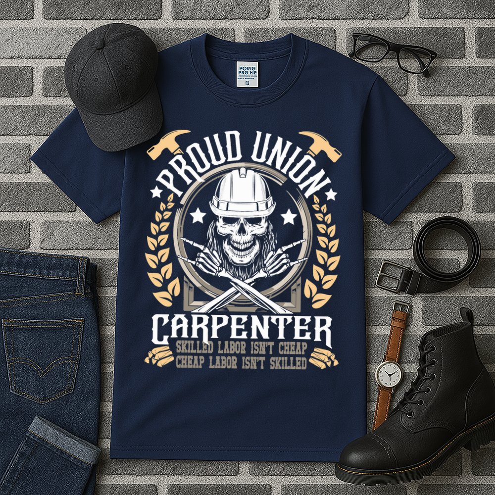 Proud Union Carpenter Woodworking Carpentry Woodworker Tall T-Shirt