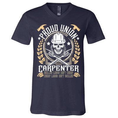 Proud Union Carpenter Woodworking Carpentry Woodworker V-Neck T-Shirt