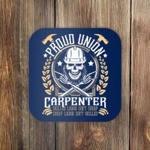 Proud Union Carpenter Woodworking Carpentry Woodworker Coaster