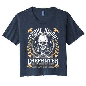 Proud Union Carpenter Woodworking Carpentry Woodworker Women's Crop Top Tee