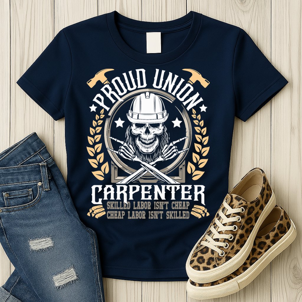 Proud Union Carpenter Woodworking Carpentry Woodworker Womens T-Shirt