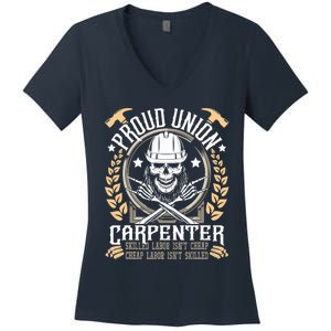 Proud Union Carpenter Woodworking Carpentry Woodworker Women's V-Neck T-Shirt