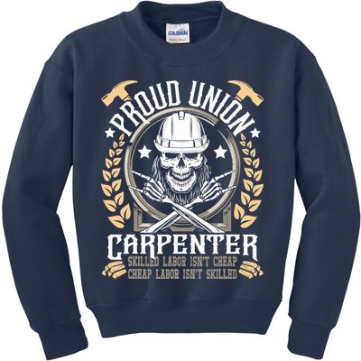 Proud Union Carpenter Woodworking Carpentry Woodworker Kids Sweatshirt