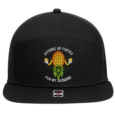 Picking Up Chicks For Husband Swinger Upside Down Pineapple 7 Panel Mesh Trucker Snapback Hat