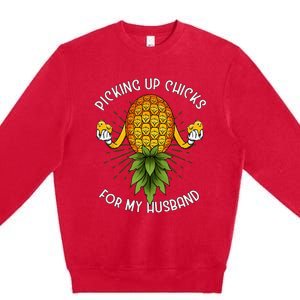 Picking Up Chicks For Husband Swinger Upside Down Pineapple Premium Crewneck Sweatshirt