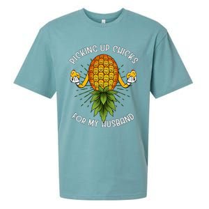 Picking Up Chicks For Husband Swinger Upside Down Pineapple Sueded Cloud Jersey T-Shirt