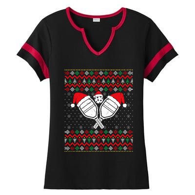 Pickleball Ugly Christmas Sweater Sport Lover Xmas Matching Ladies Halftime Notch Neck Tee