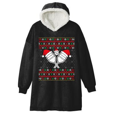 Pickleball Ugly Christmas Sweater Sport Lover Xmas Matching Hooded Wearable Blanket