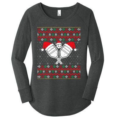 Pickleball Ugly Christmas Sweater Sport Lover Xmas Matching Women's Perfect Tri Tunic Long Sleeve Shirt