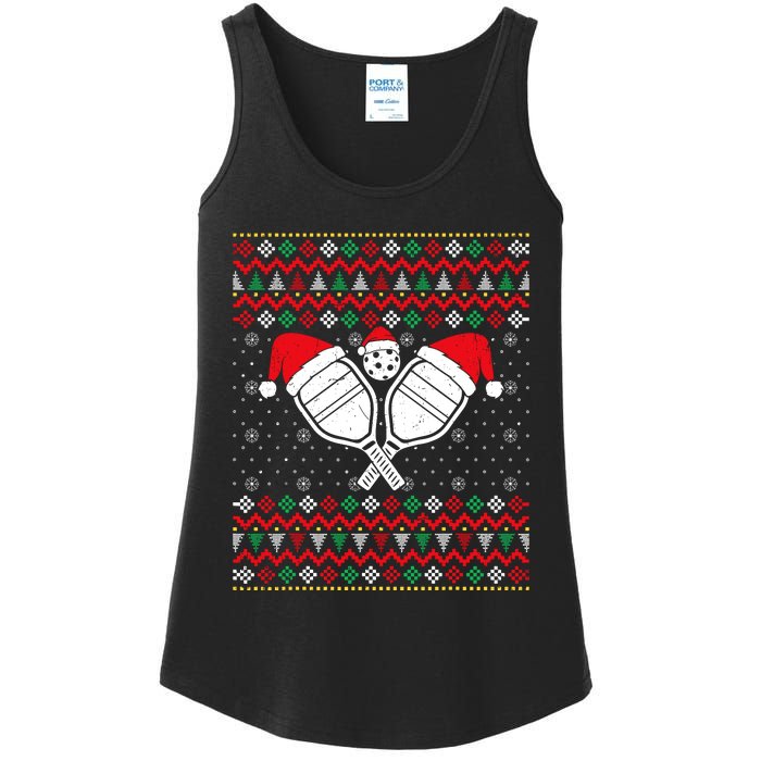 Pickleball Ugly Christmas Sweater Sport Lover Xmas Matching Ladies Essential Tank