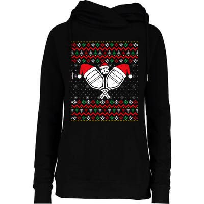 Pickleball Ugly Christmas Sweater Sport Lover Xmas Matching Womens Funnel Neck Pullover Hood