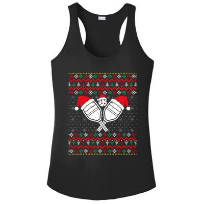 Pickleball Ugly Christmas Sweater Sport Lover Xmas Matching Ladies PosiCharge Competitor Racerback Tank