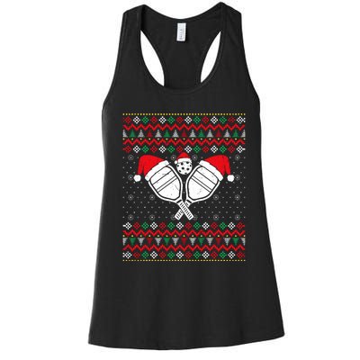 Pickleball Ugly Christmas Sweater Sport Lover Xmas Matching Women's Racerback Tank