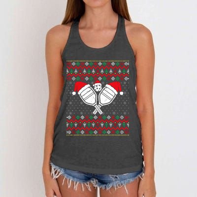 Pickleball Ugly Christmas Sweater Sport Lover Xmas Matching Women's Knotted Racerback Tank