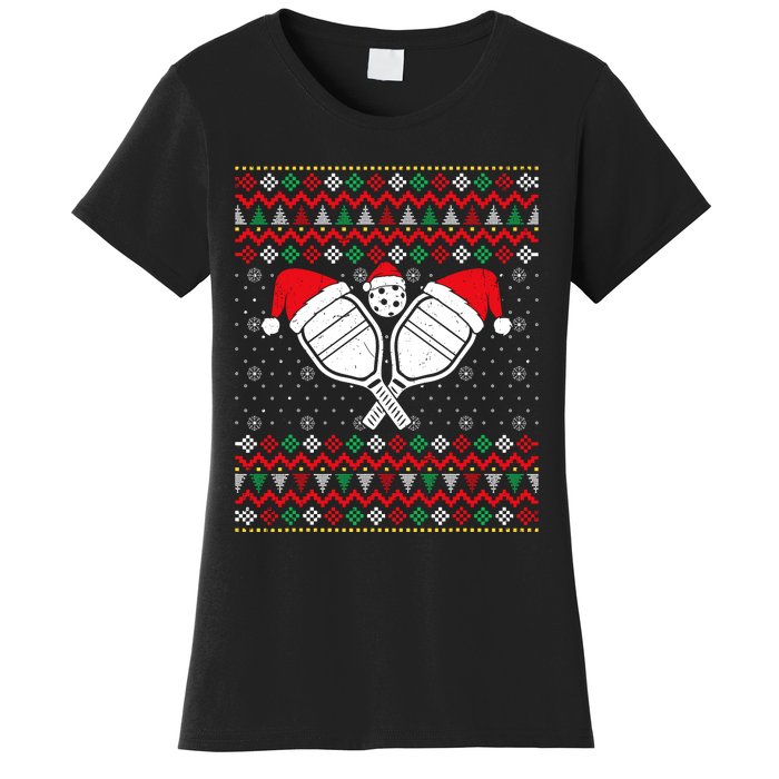 Pickleball Ugly Christmas Sweater Sport Lover Xmas Matching Women's T-Shirt