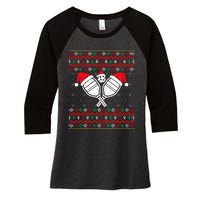 Pickleball Ugly Christmas Sweater Sport Lover Xmas Matching Women's Tri-Blend 3/4-Sleeve Raglan Shirt