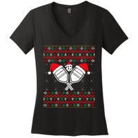 Pickleball Ugly Christmas Sweater Sport Lover Xmas Matching Women's V-Neck T-Shirt