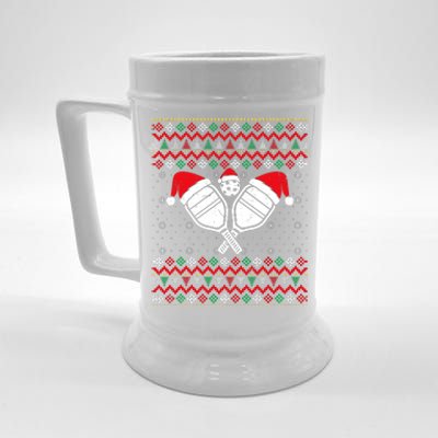 Pickleball Ugly Christmas Sweater Sport Lover Xmas Matching Beer Stein