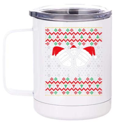 Pickleball Ugly Christmas Sweater Sport Lover Xmas Matching 12 oz Stainless Steel Tumbler Cup