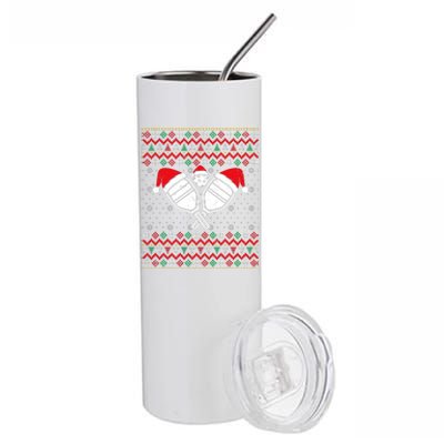 Pickleball Ugly Christmas Sweater Sport Lover Xmas Matching Stainless Steel Tumbler