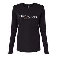 Puck Cancer Womens Cotton Relaxed Long Sleeve T-Shirt