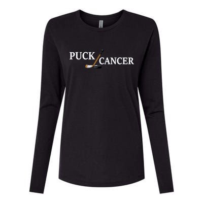 Puck Cancer Womens Cotton Relaxed Long Sleeve T-Shirt