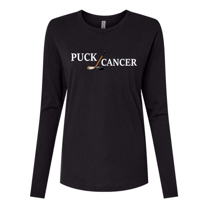 Puck Cancer Womens Cotton Relaxed Long Sleeve T-Shirt