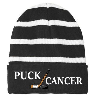 Puck Cancer Striped Beanie with Solid Band