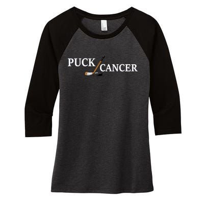 Puck Cancer Women's Tri-Blend 3/4-Sleeve Raglan Shirt