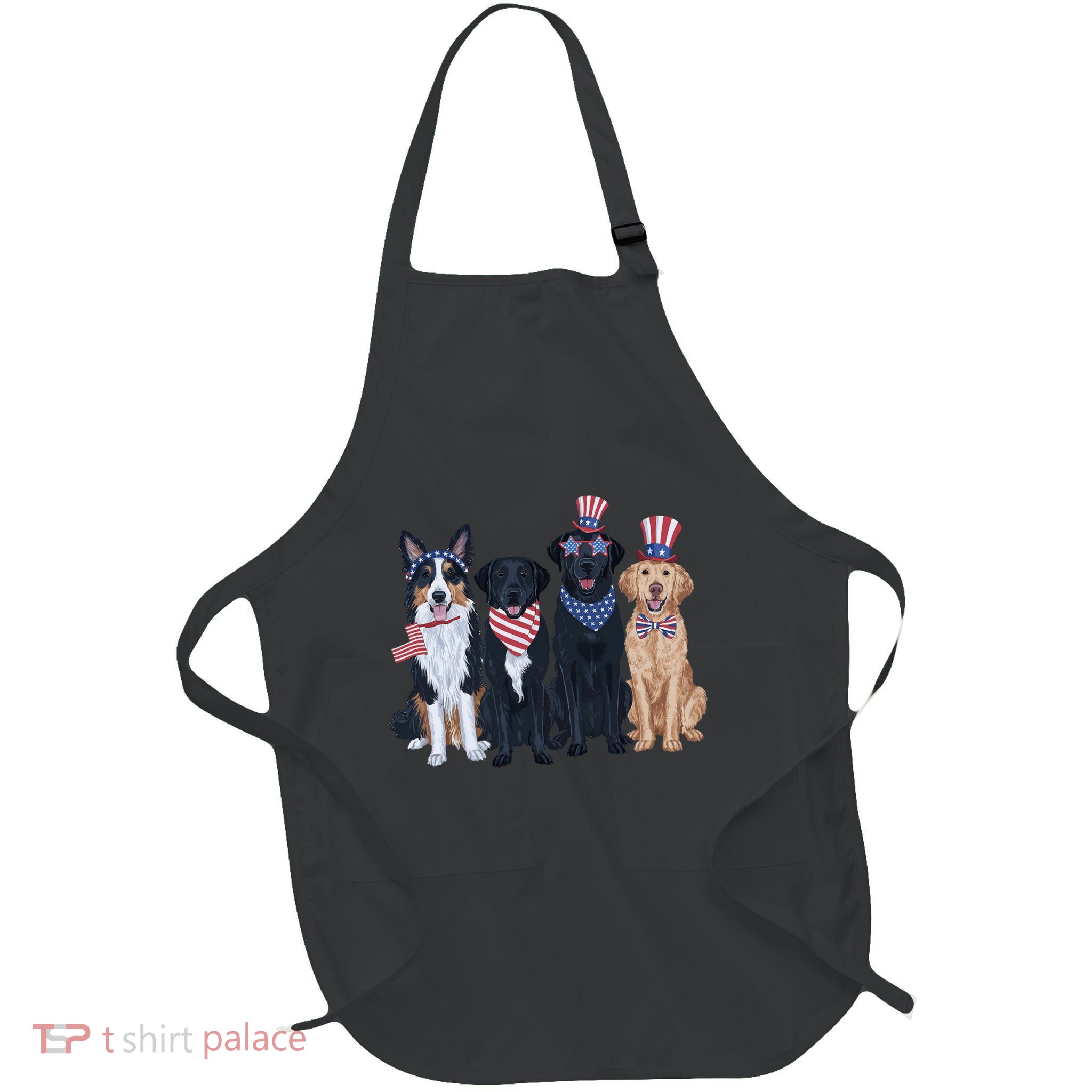Patriotic Usa Dog  4th Of July Dog Independence Day Full-Length Apron With Pockets