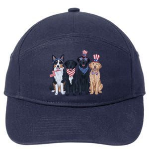 Patriotic Usa Dog  4th Of July Dog Independence Day 7-Panel Snapback Hat