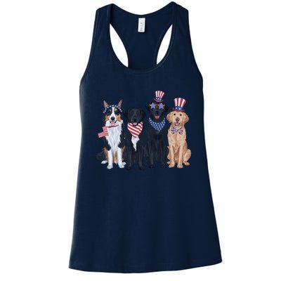 Patriotic Usa Dog  4th Of July Dog Independence Day Women's Racerback Tank