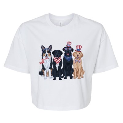 Patriotic Usa Dog  4th Of July Dog Independence Day Bella+Canvas Jersey Crop Tee