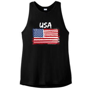 Patriotic Usa Design With American Flag Of The United States Gift Ladies PosiCharge Tri-Blend Wicking Tank