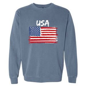 Patriotic Usa Design With American Flag Of The United States Gift Garment-Dyed Sweatshirt