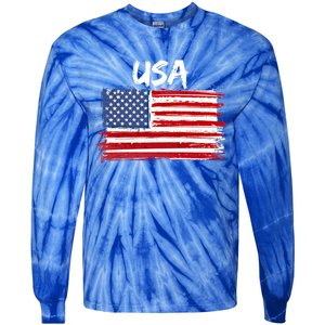 Patriotic Usa Design With American Flag Of The United States Gift Tie-Dye Long Sleeve Shirt