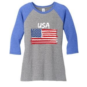 Patriotic Usa Design With American Flag Of The United States Gift Women's Tri-Blend 3/4-Sleeve Raglan Shirt