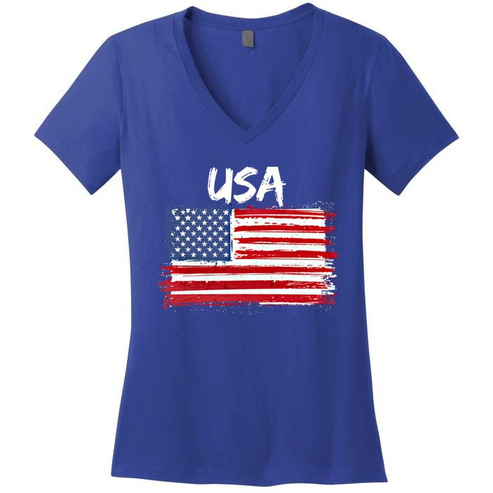 Patriotic Usa Design With American Flag Of The United States Gift Women's V-Neck T-Shirt