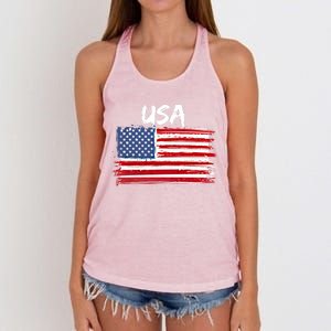 Patriotic Usa Design With American Flag Of The United States Gift Women's Knotted Racerback Tank