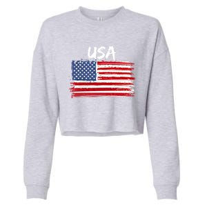 Patriotic Usa Design With American Flag Of The United States Gift Cropped Pullover Crew