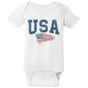 Patriotic USA  Distressed American Flag Baby Bodysuit