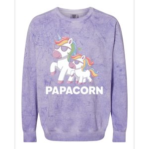 Papacorn Unicorn Dad FatherS Day Gift Funny Cute Rainbow Cute Gift Colorblast Crewneck Sweatshirt