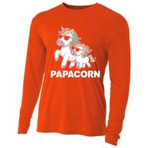 Papacorn Unicorn Dad FatherS Day Gift Funny Cute Rainbow Cute Gift Cooling Performance Long Sleeve Crew