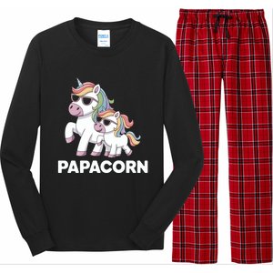 Papacorn Unicorn Dad FatherS Day Gift Funny Cute Rainbow Cute Gift Long Sleeve Pajama Set