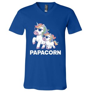 Papacorn Unicorn Dad FatherS Day Gift Funny Cute Rainbow Cute Gift V-Neck T-Shirt