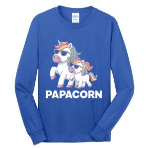 Papacorn Unicorn Dad FatherS Day Gift Funny Cute Rainbow Cute Gift Tall Long Sleeve T-Shirt