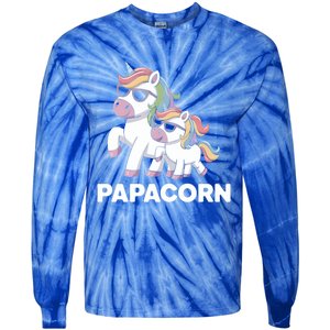 Papacorn Unicorn Dad FatherS Day Gift Funny Cute Rainbow Cute Gift Tie-Dye Long Sleeve Shirt