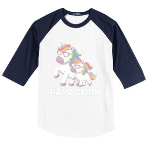 Papacorn Unicorn Dad FatherS Day Gift Funny Cute Rainbow Cute Gift Baseball Sleeve Shirt